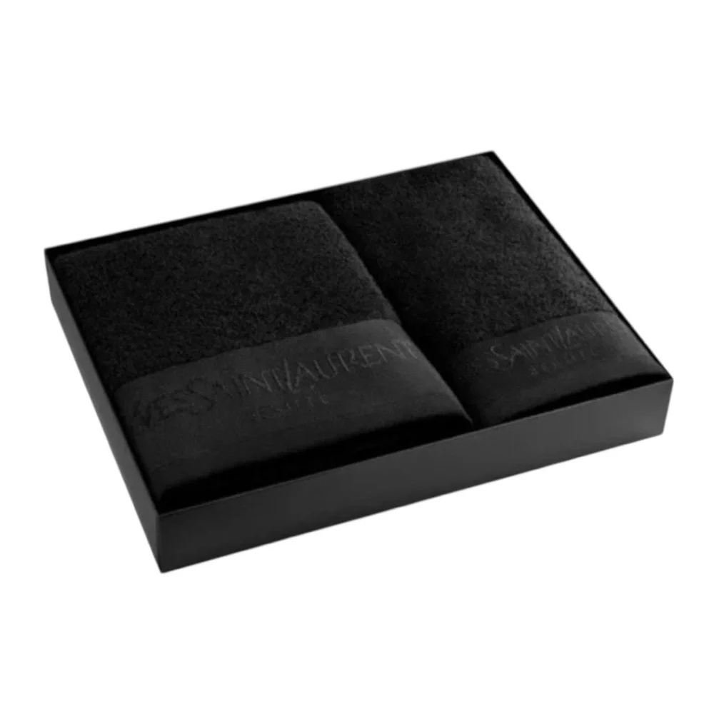 YVES SAINT LAURENT NIB Black 2 Piece Towel Set - Picture 3 of 5